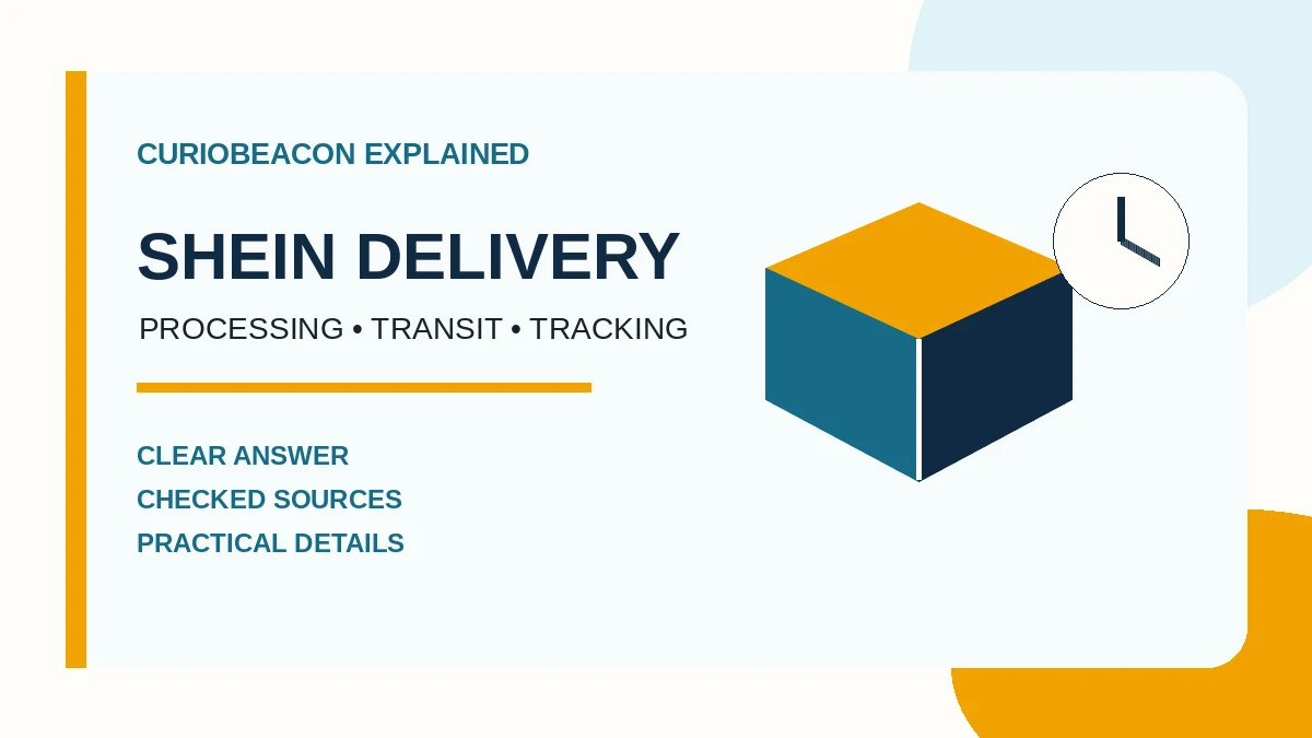 CurioBeacon illustration of a shipping box and delivery clock.