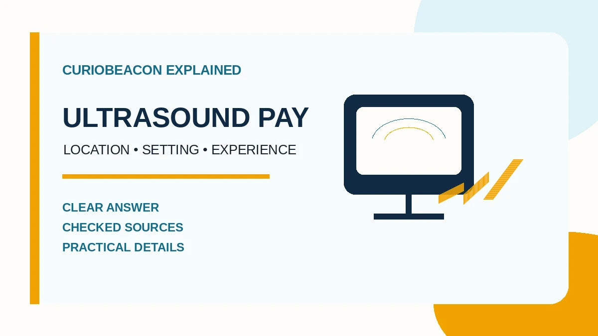 CurioBeacon illustration of an ultrasound monitor and a pay comparison chart.