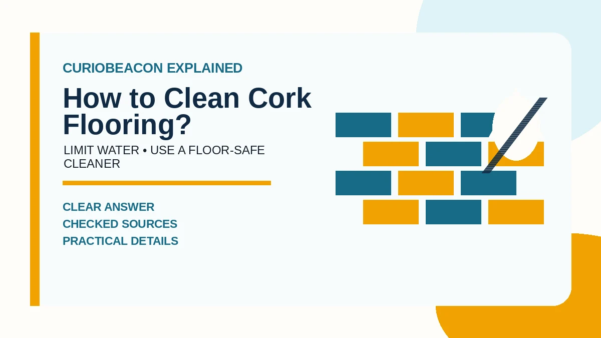 Editorial illustration of cork floor planks and a crossed-out excess-water drop.