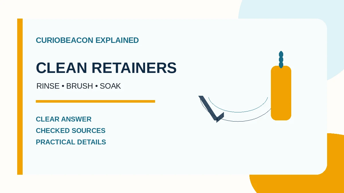 CurioBeacon illustration of a dental retainer, cleaning brush, and rinse.
