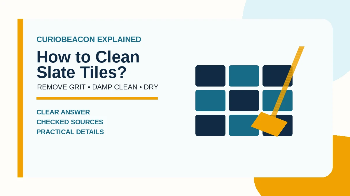 Editorial illustration of a grid of slate tiles being cleaned with a mop.