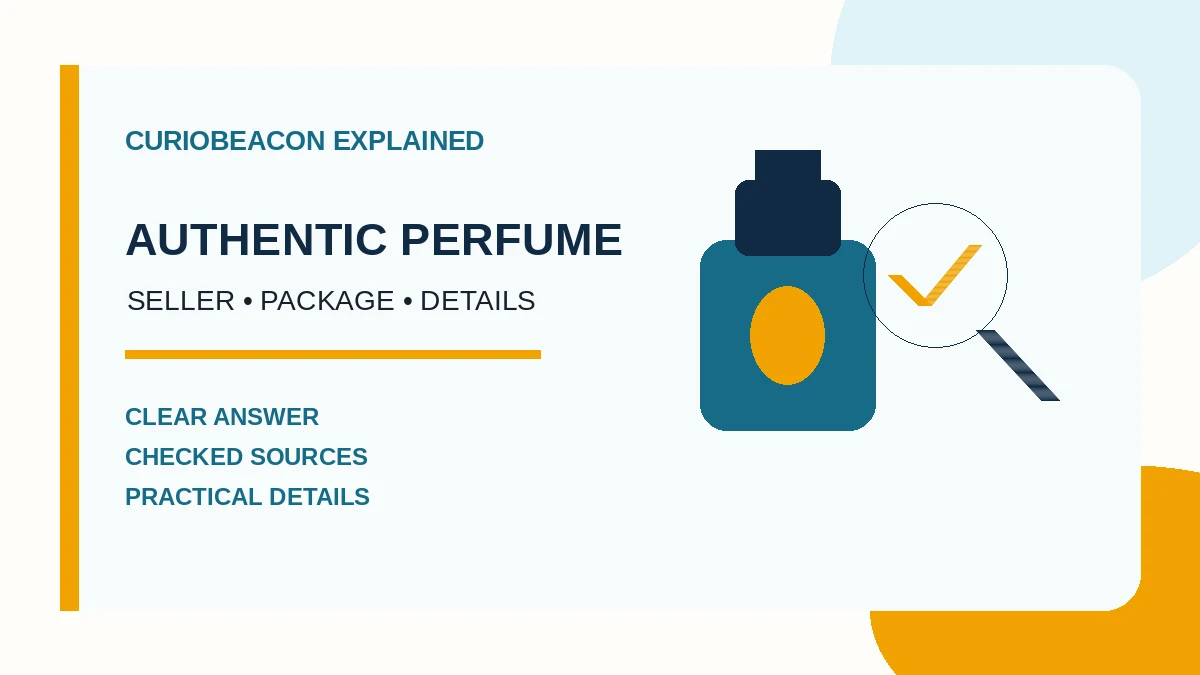CurioBeacon illustration of a perfume bottle being checked for authenticity.