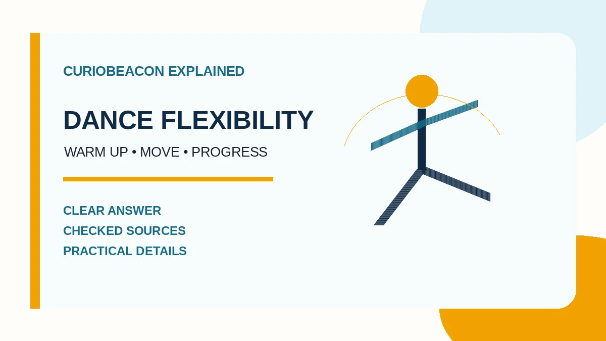 CurioBeacon illustration of a dancer practicing a controlled flexibility exercise.
