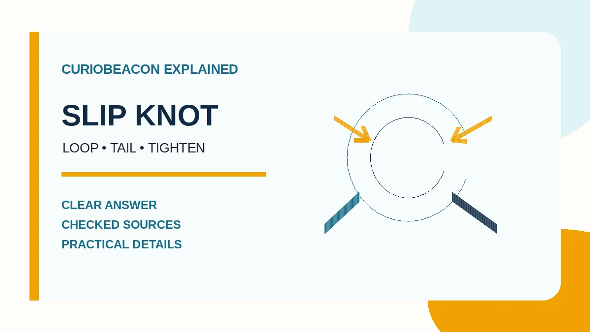CurioBeacon illustration showing the loop and tails of a craft slip knot.