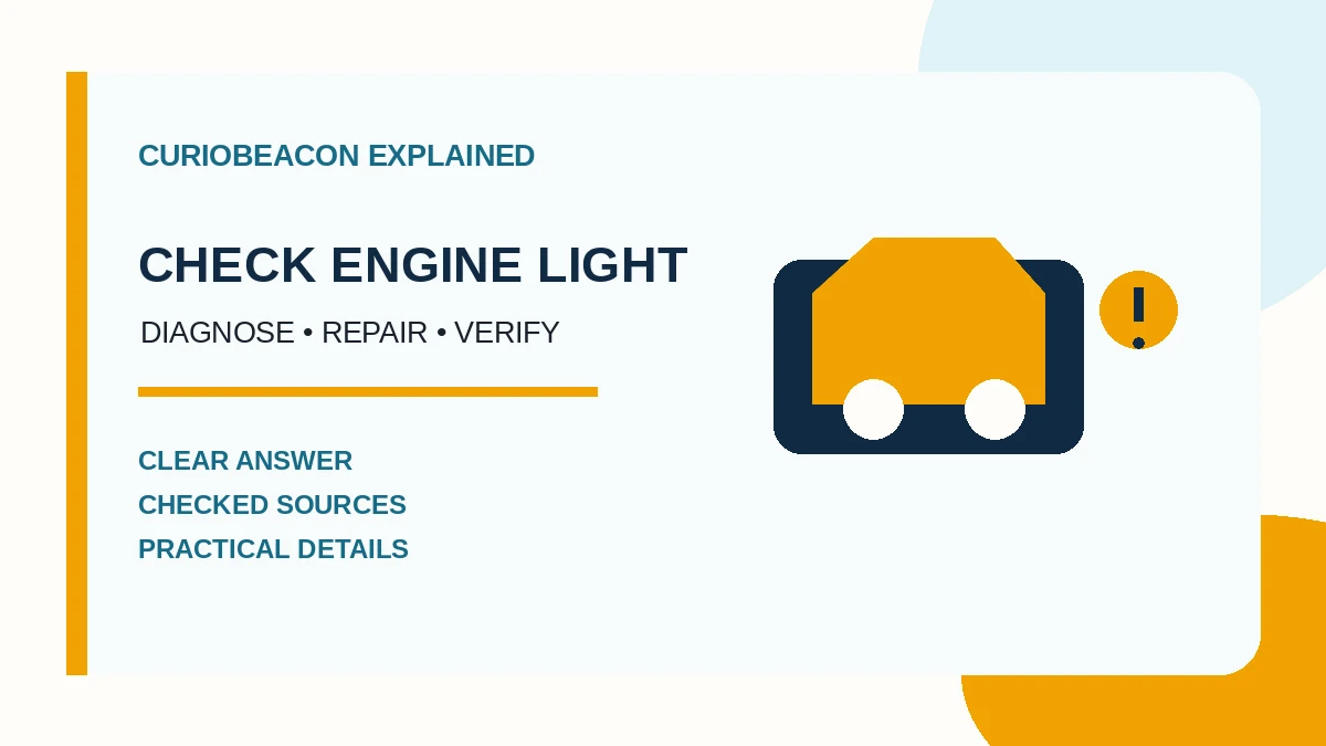 CurioBeacon illustration of a check-engine warning and diagnostic process.