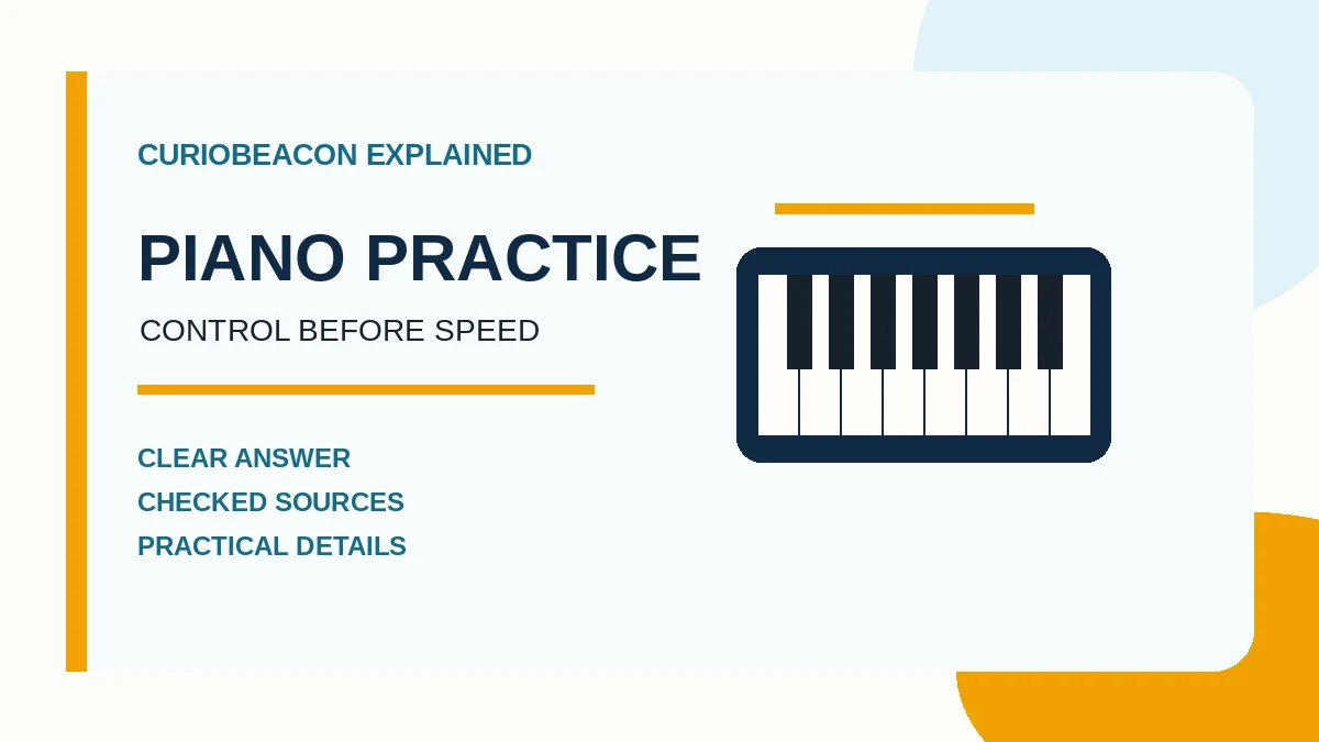 Relaxed hands practicing an even five-note pattern on a piano keyboard