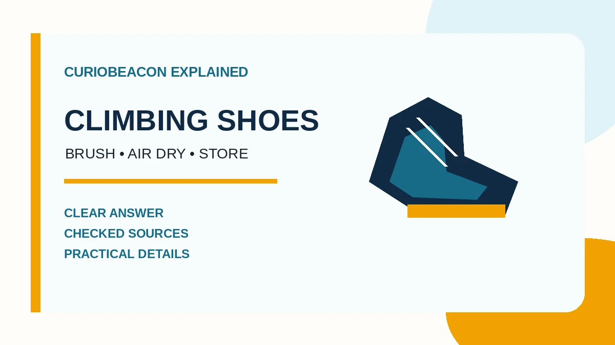 CurioBeacon illustration about cleaning and caring for climbing shoes.