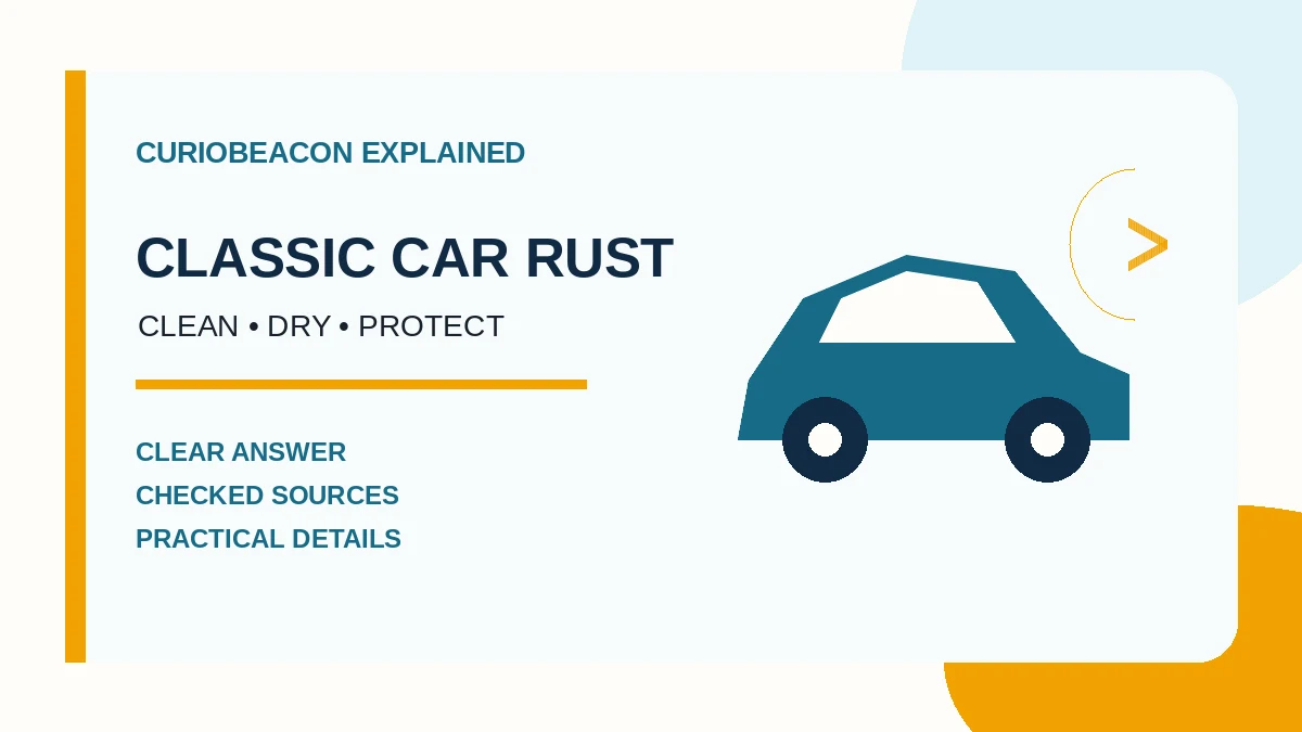 CurioBeacon illustration about preventing rust on a classic car.
