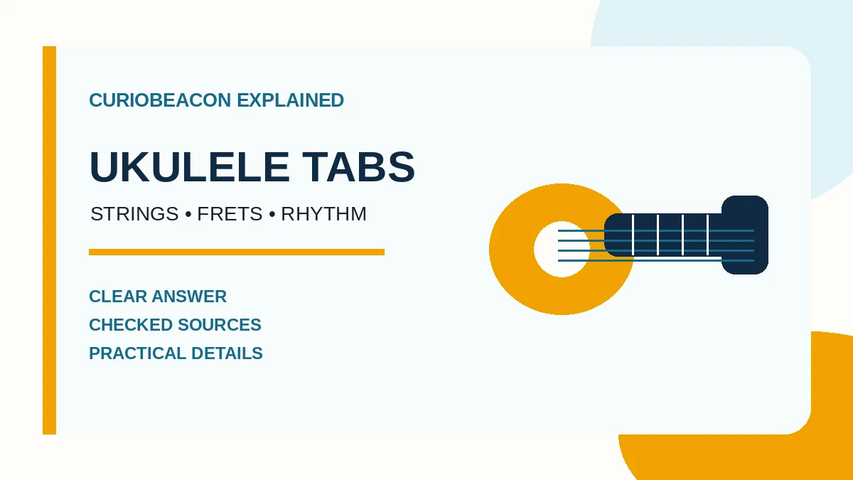 CurioBeacon illustration of four-line ukulele tablature.